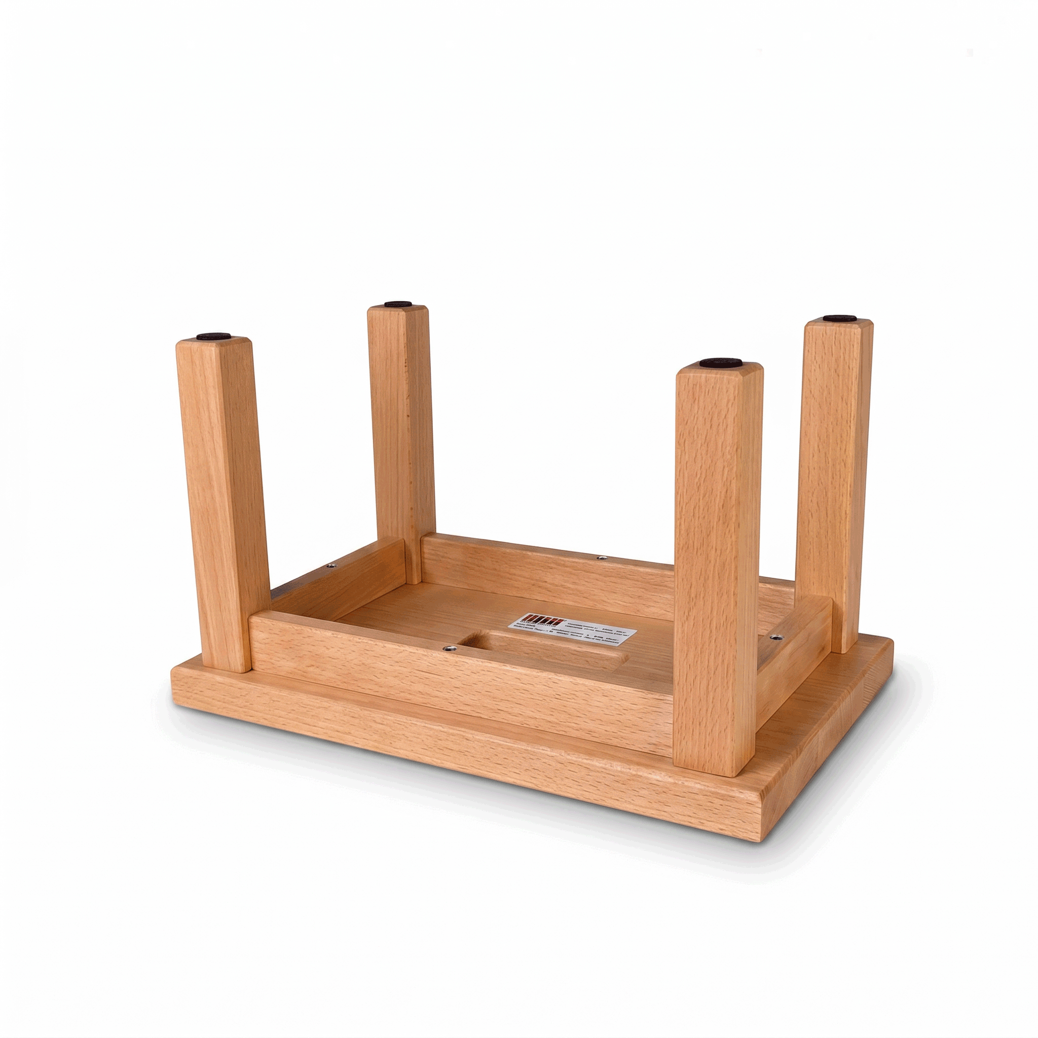 Massiver Tritthocker mit Griffloch aus geöltem Buchenholz als Holzhocker oder Fußbank