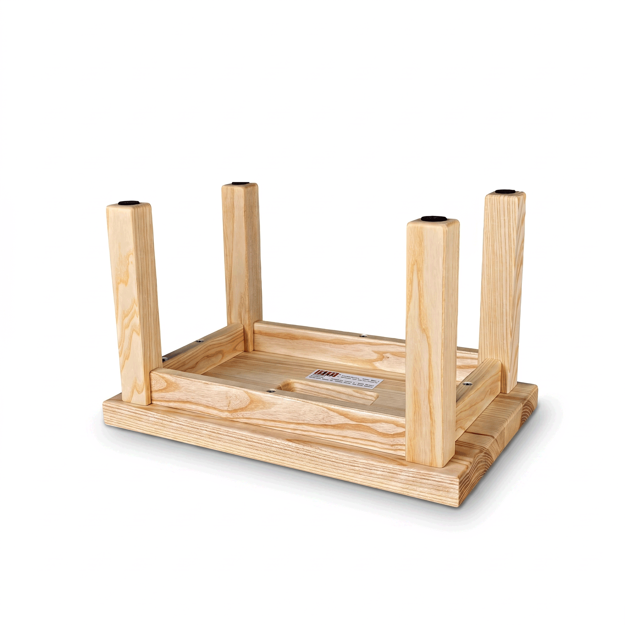 Holzhocker mit Griffloch aus geöltem Eschenholz als Fußbank oder Tritthocker