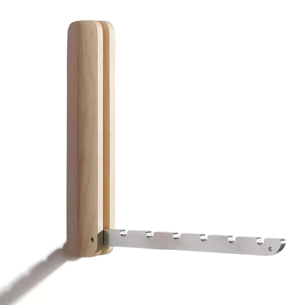 Klappbarer Wandhaken aus geöltem Ahornholz mit Aluminiumhaken