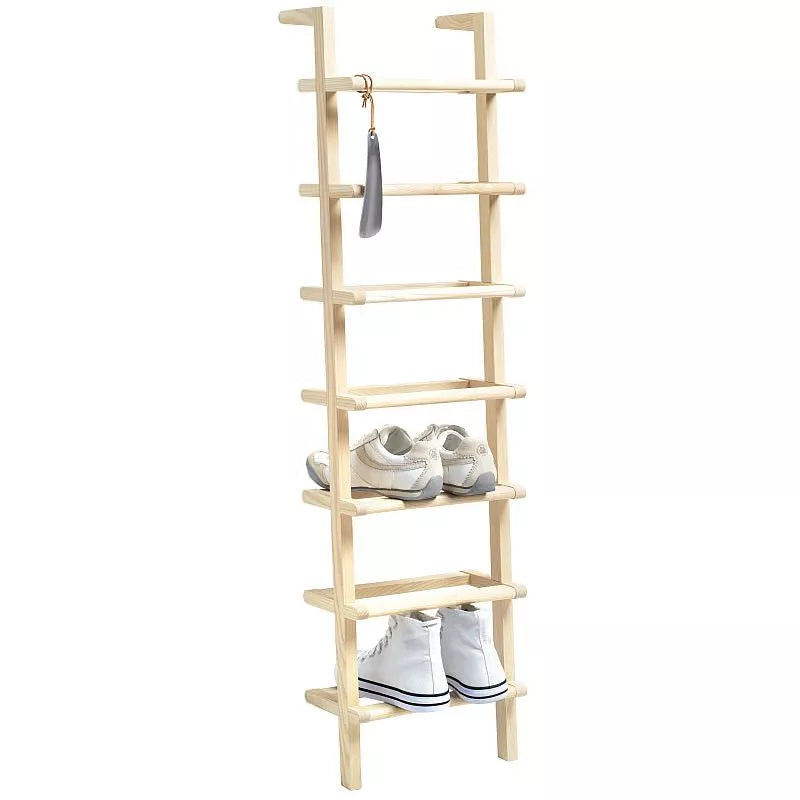 Schmales Schuhregal „Lady Long“ aus massiver Esche für bis zu 7 Paar Schuhe