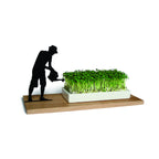 Kresseschale „Smart’n’Green“ aus Holz mit Porzellanschale – Figur Gärtner