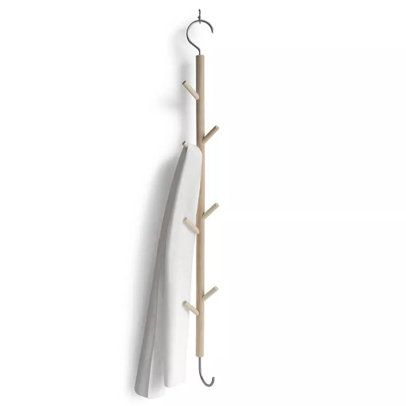 Hängehaken „1 For 8“ aus unbehandeltem Ahornholz mit 8 Edelstahlhaken – 87 cm