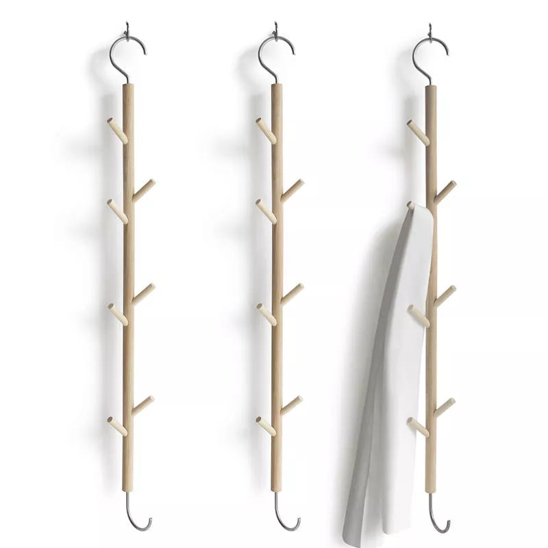 Hängehaken „1 For 8“ aus unbehandeltem Ahornholz mit 8 Edelstahlhaken – 87 cm