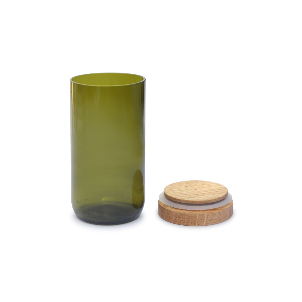 Vorratsglas mit Holzdeckel Glas grün für Küche und Lebensmittel