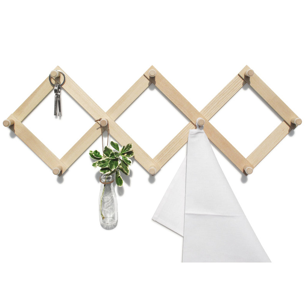 Wandgarderobe „Lia“ aus Holz mit Haken für Flur und Schlafzimmer