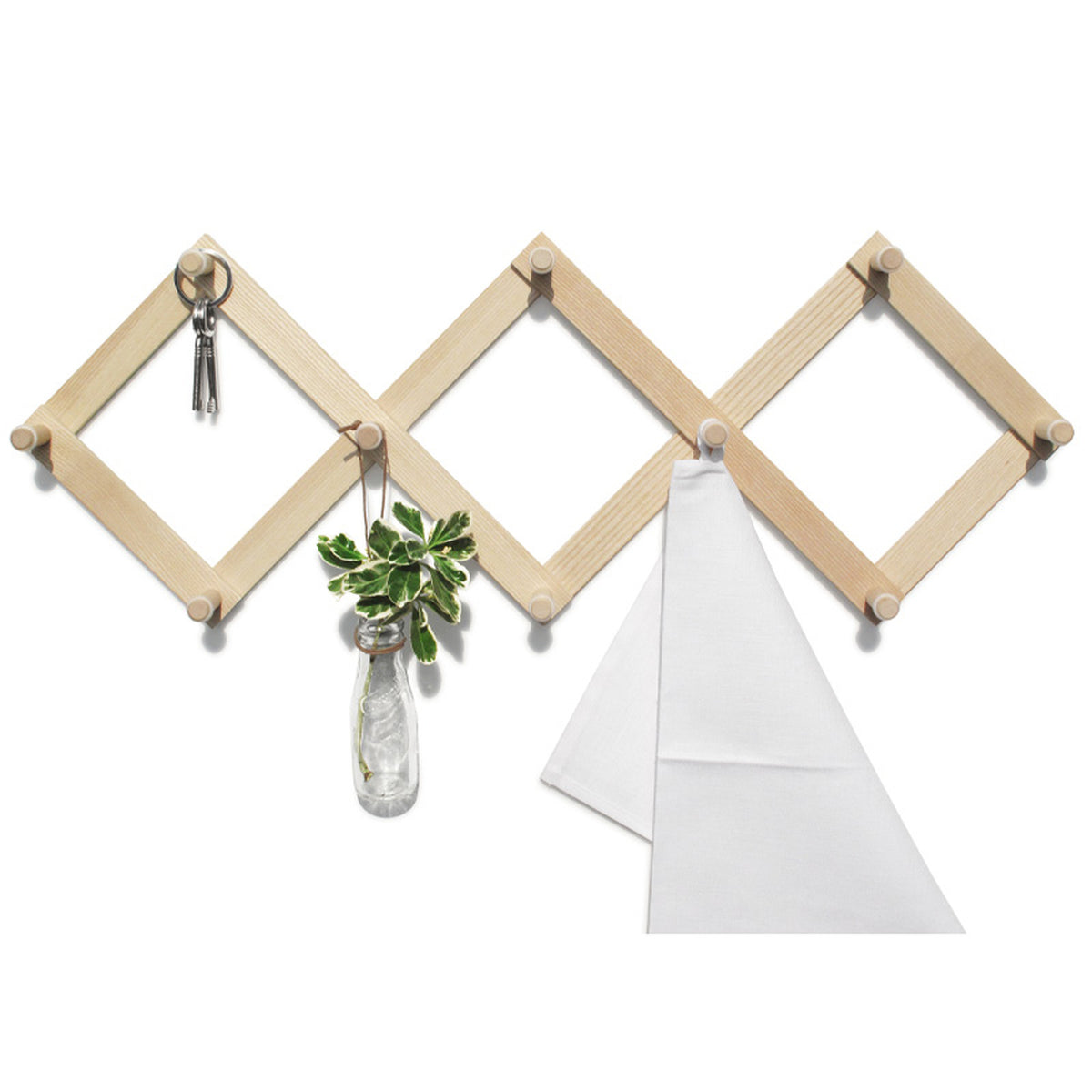 Wandgarderobe „Lia“ aus Holz mit Haken für Flur und Schlafzimmer