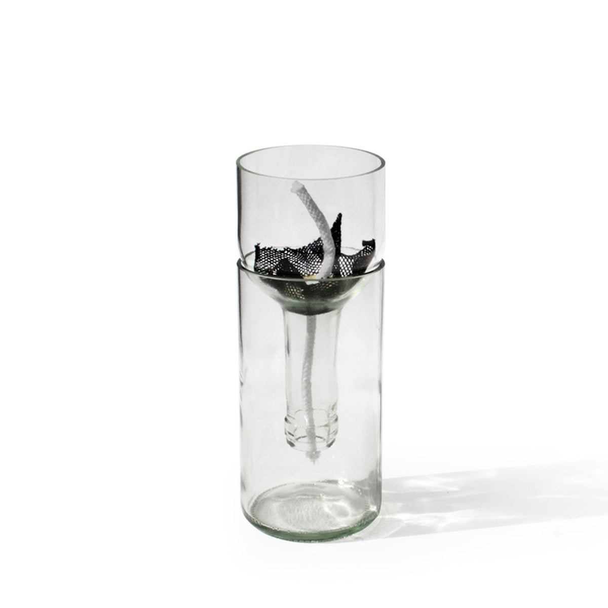 Selbstbewässerungsflasche für Pflanzen aus Glas und Holz