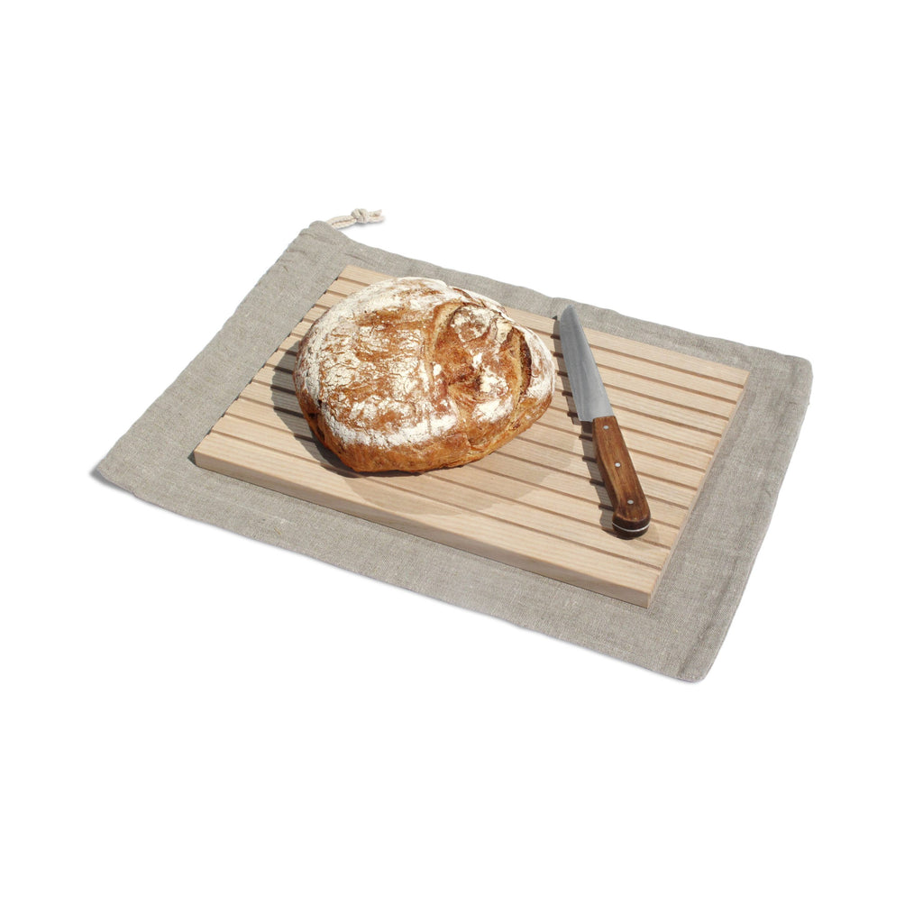 Brotbeutel Set mit Schneidebrett & Brotbeutel aus Leinen