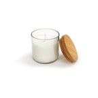 Duftkerze im Klarglas mit Eichenholzdeckel Zitronenduft