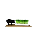 Kresseschale „Smart’n’Green“ aus Holz mit Porzellanschale Motiv Schwein
