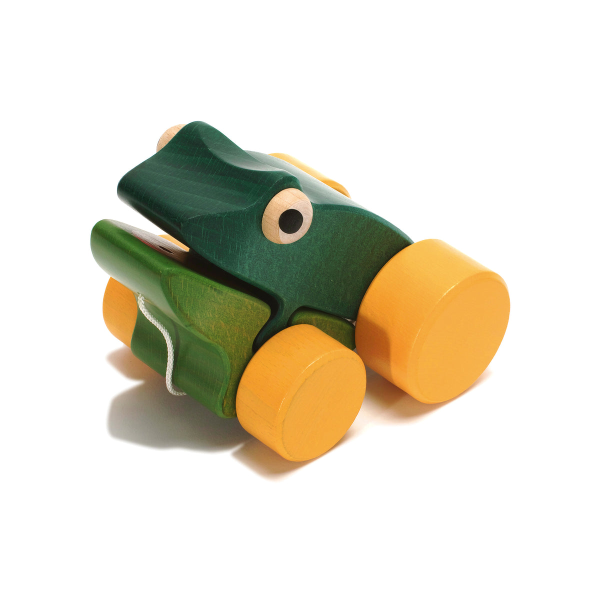 Nachziehtier Frosch mittelgross aus Holz in Grün für Kleinkinder ab 12 Monaten