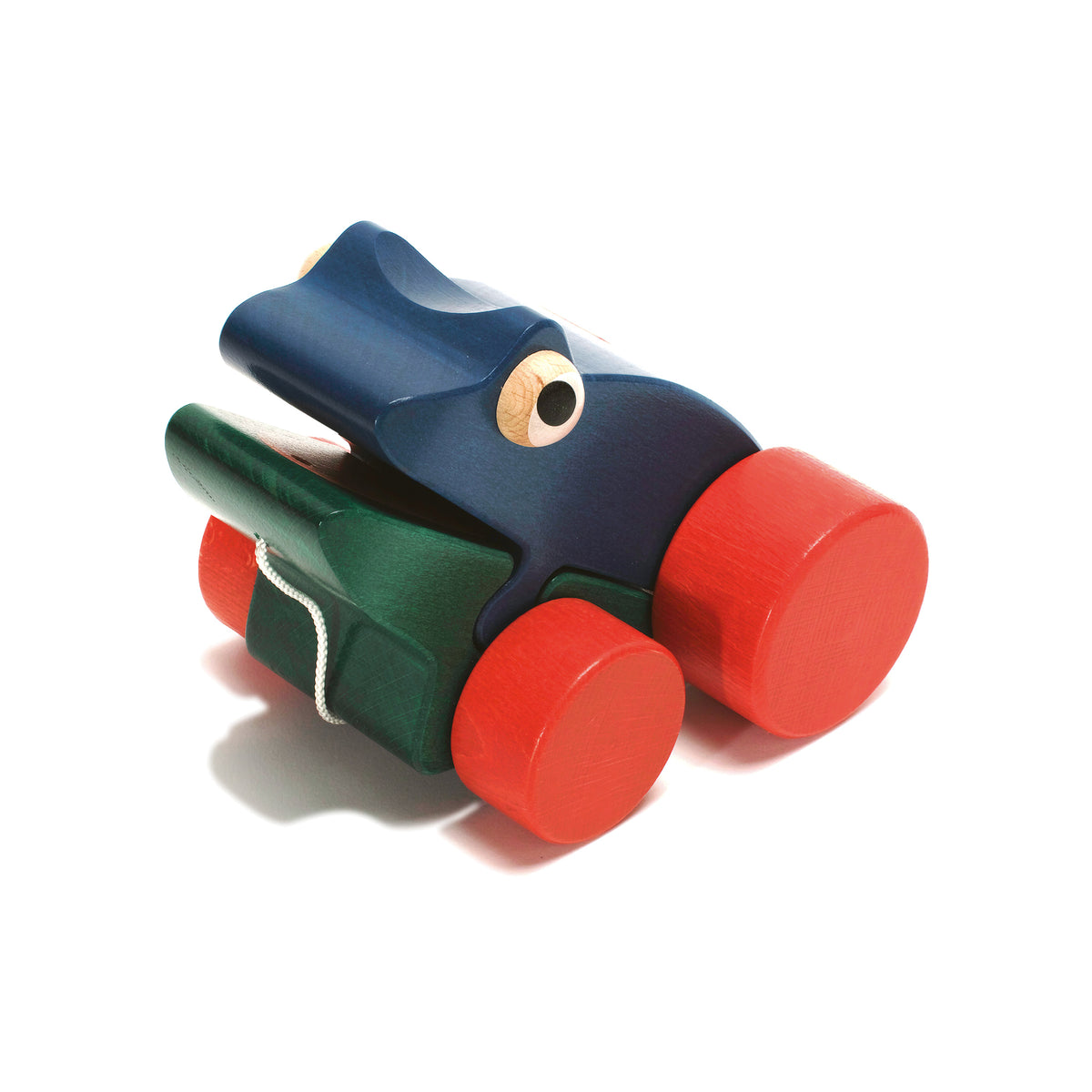Nachziehtier Frosch mittelgross in Blau aus Holz für Kleinkinder ab 12 Monaten