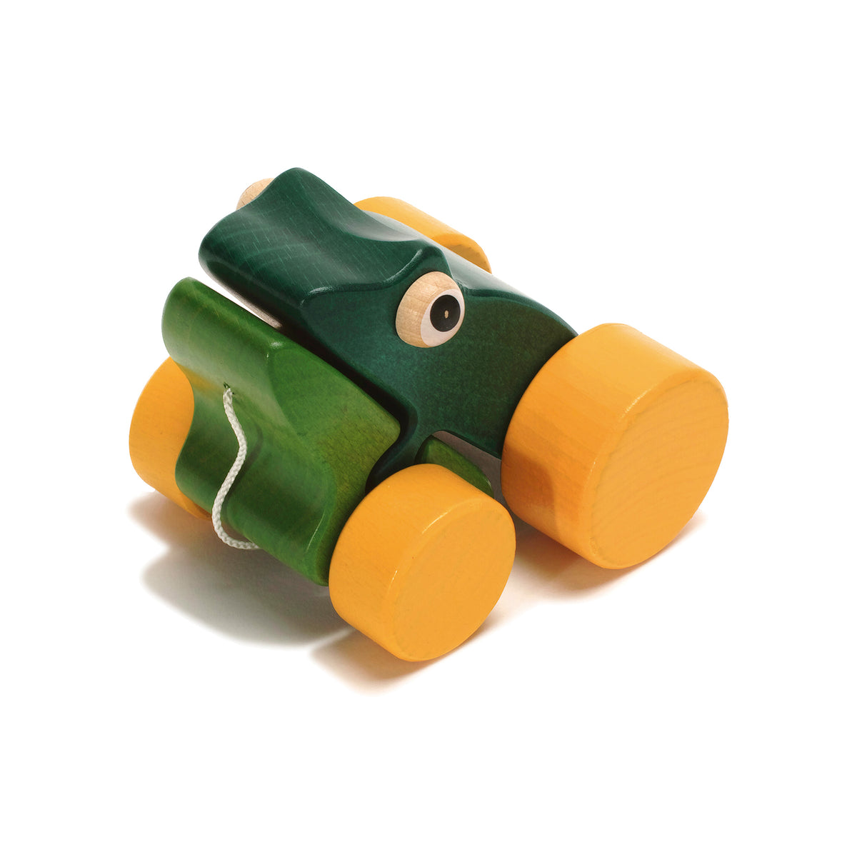Nachziehtier Frosch klein in Grün aus Holz für Kleinkinder ab 12 Monaten
