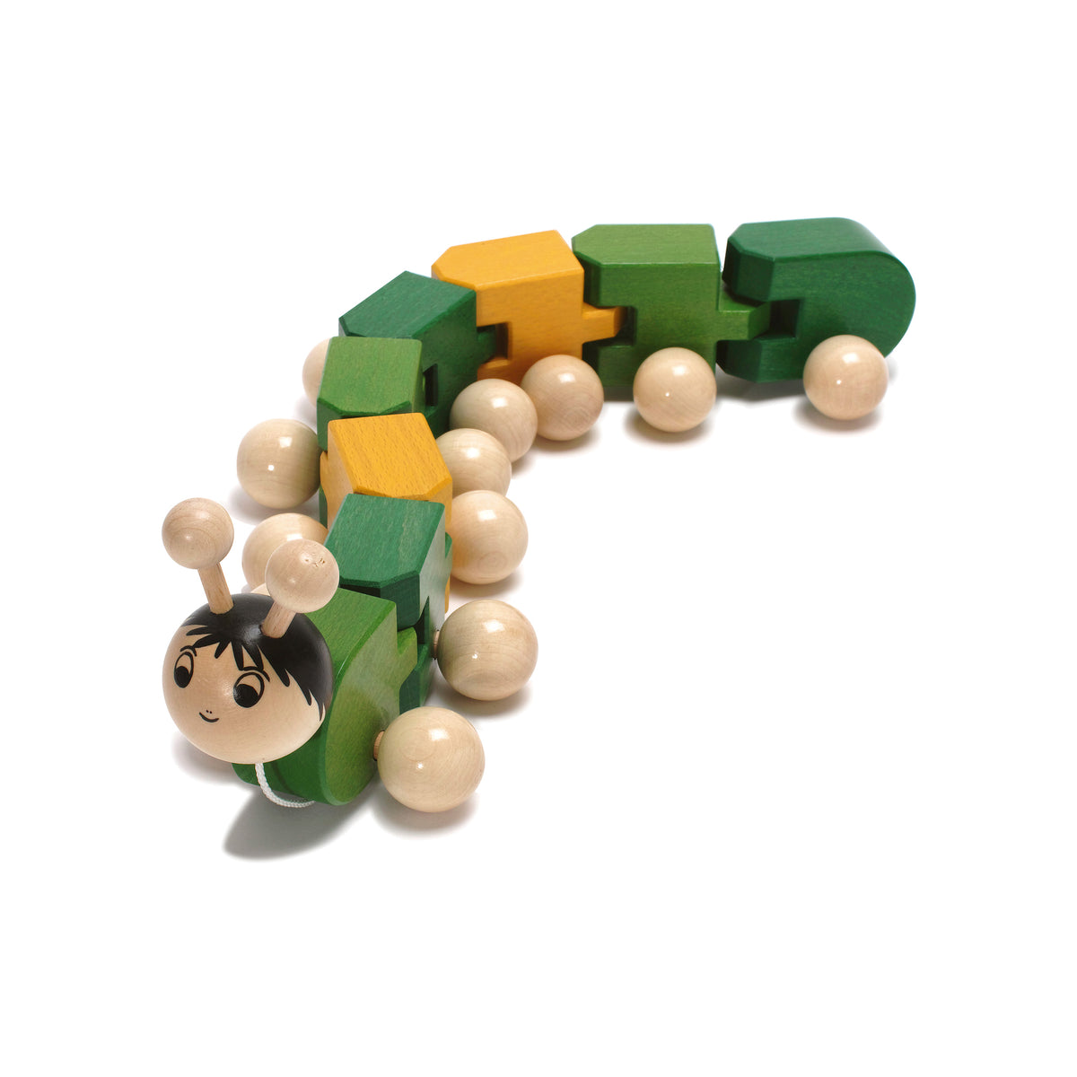 Nachziehtier Tatzelwurm aus Holz in Grün für Kinder ab 3 Jahren