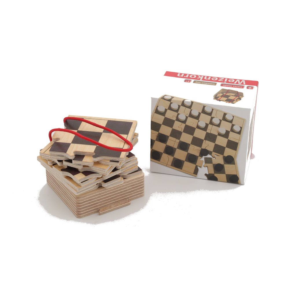 Reisespiel Dame aus Holz für Kinder ab 6 Jahren