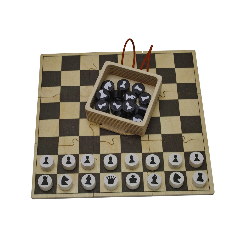 Reisespiel Schach aus Holz für Kinder ab 8 Jahren