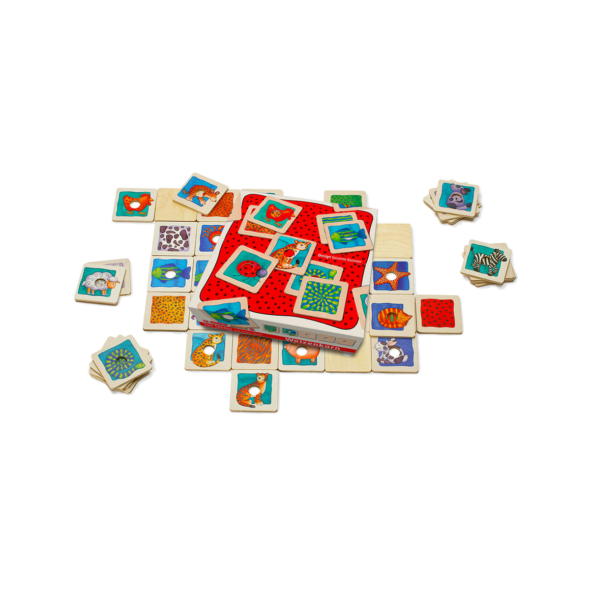 Memo-Legespiel Tiere aus Holz für Kinder ab 3 Jahren