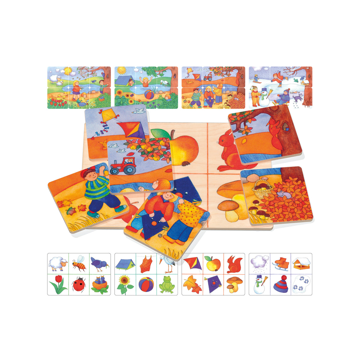 Lotto Puzzle 4 Jahreszeiten aus Holz für Kleinkinder ab 2 Jahren