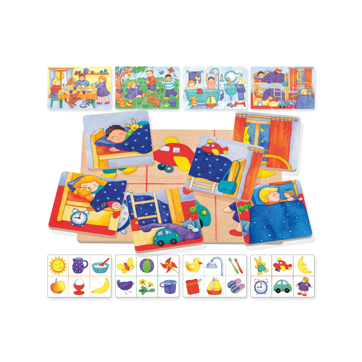 Lotto Puzzle Mein Tag aus Holz für Kinder ab 3 Jahren