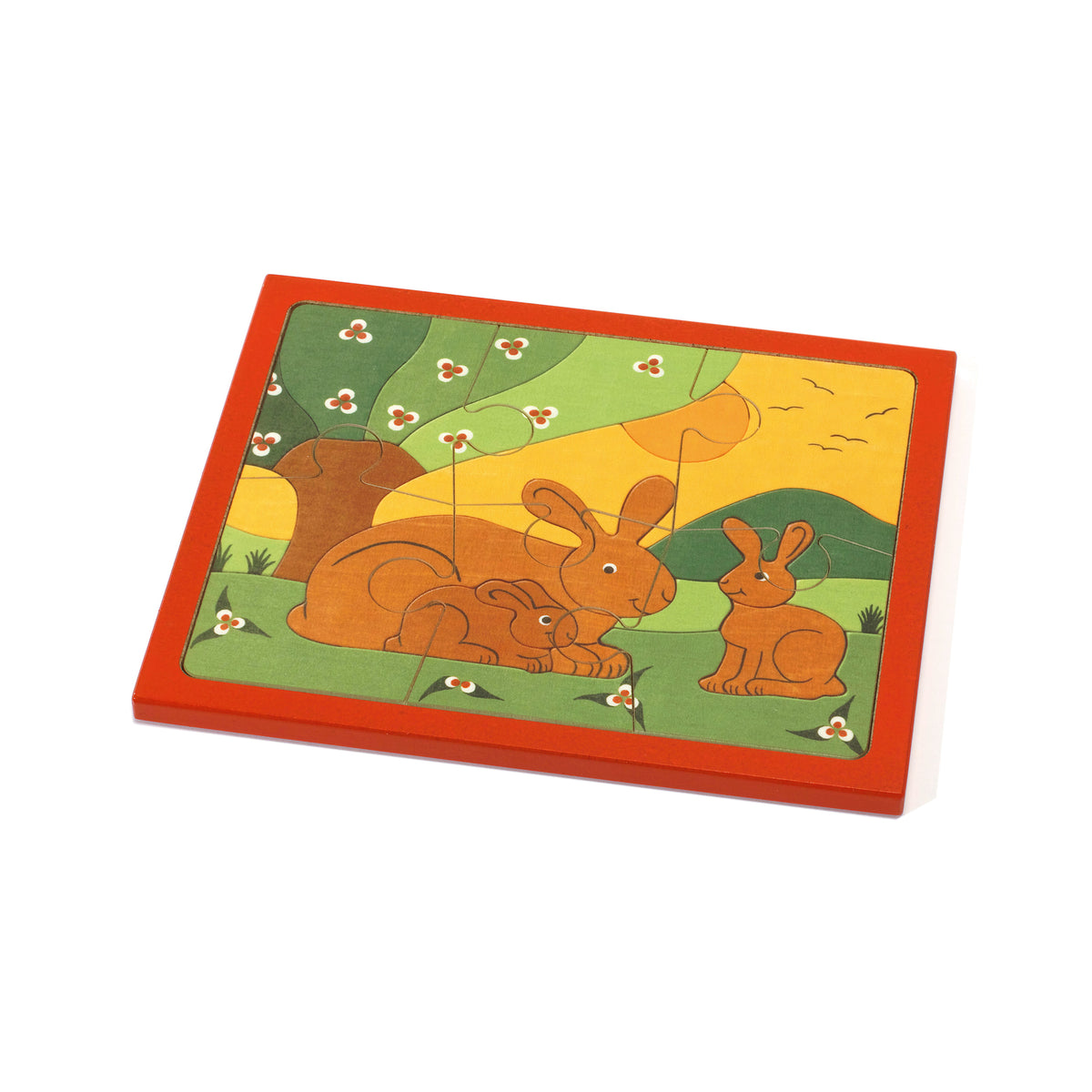 Kleines Holzpuzzle Hase mit 6 Teilen für Kinder ab 3 Jahren