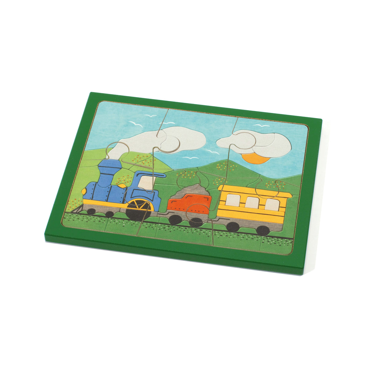 Kleines Holzpuzzle Zug mit 6 Teilen für Kinder ab 3 Jahren