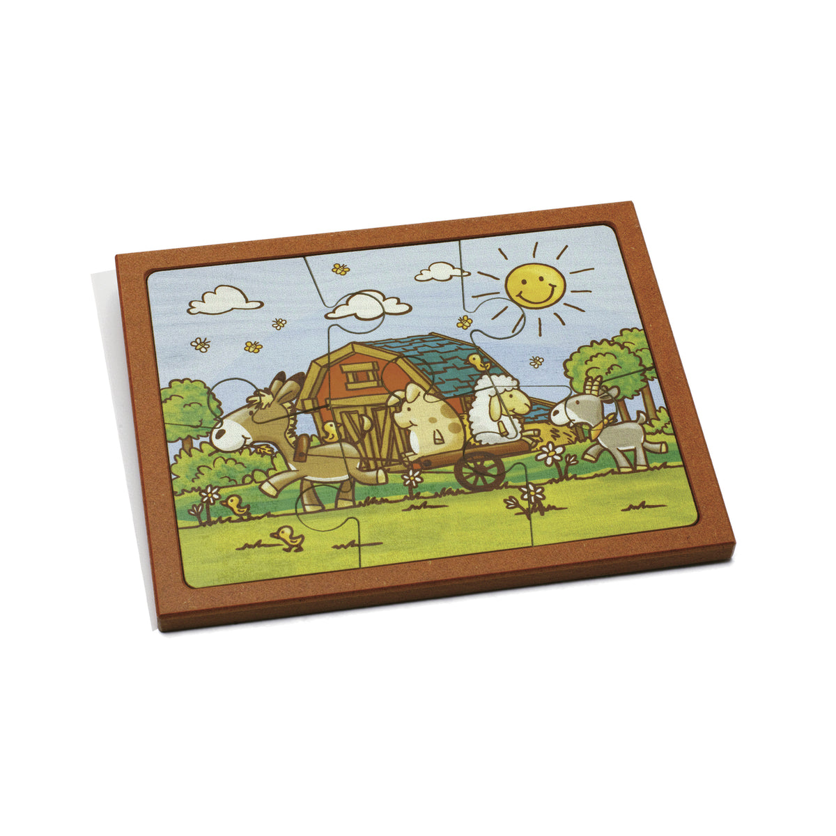 Kleines Holzpuzzle Bauernhof mit 6 Teilen für Kinder ab 3 Jahren