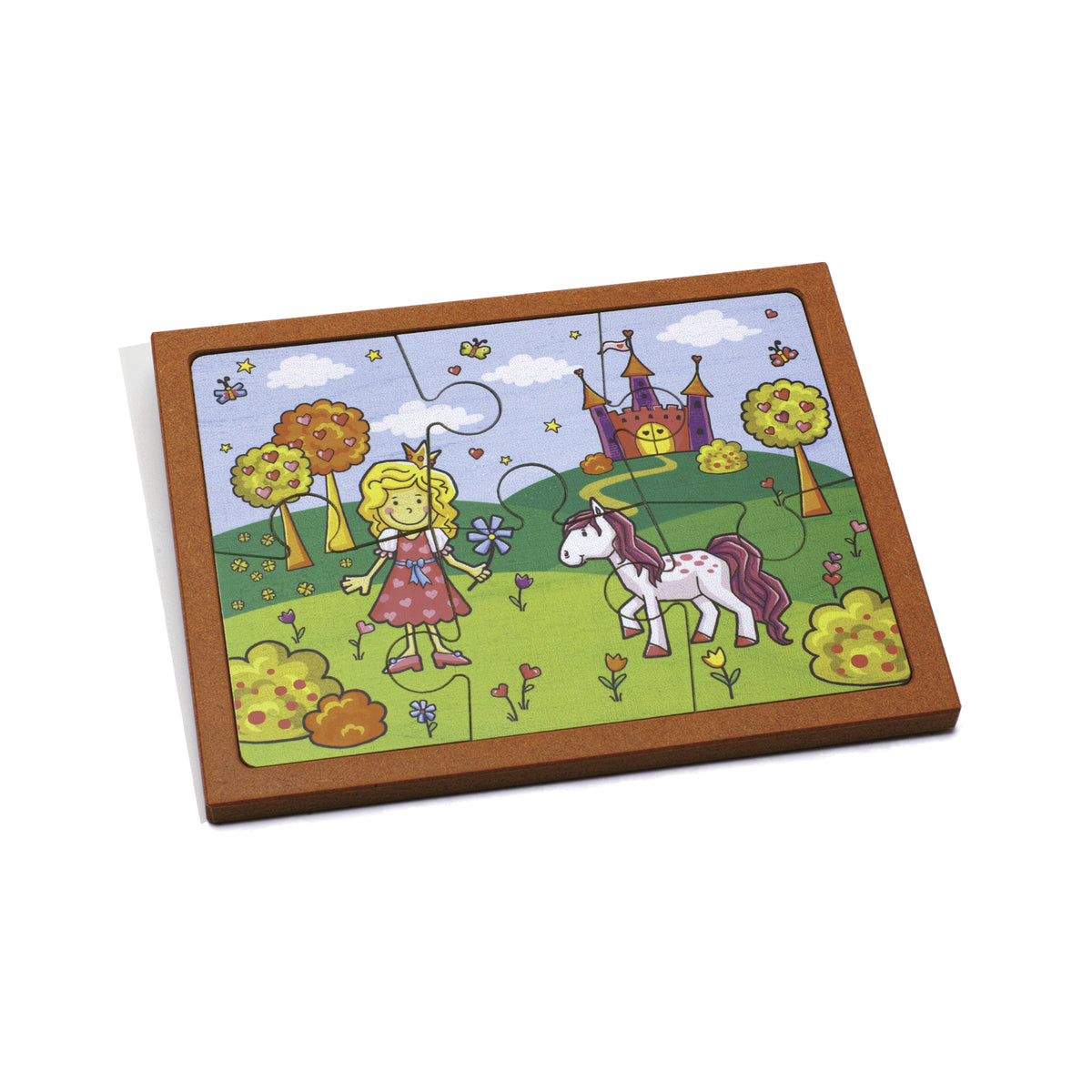 Kleines Holzpuzzle Prinzessin mit 6 Teilen für Kinder ab 3 Jahren