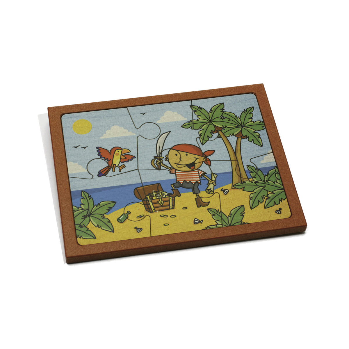 Kleines Holzpuzzle Schatzinsel mit 6 Teilen für Kinder ab 3 Jahren