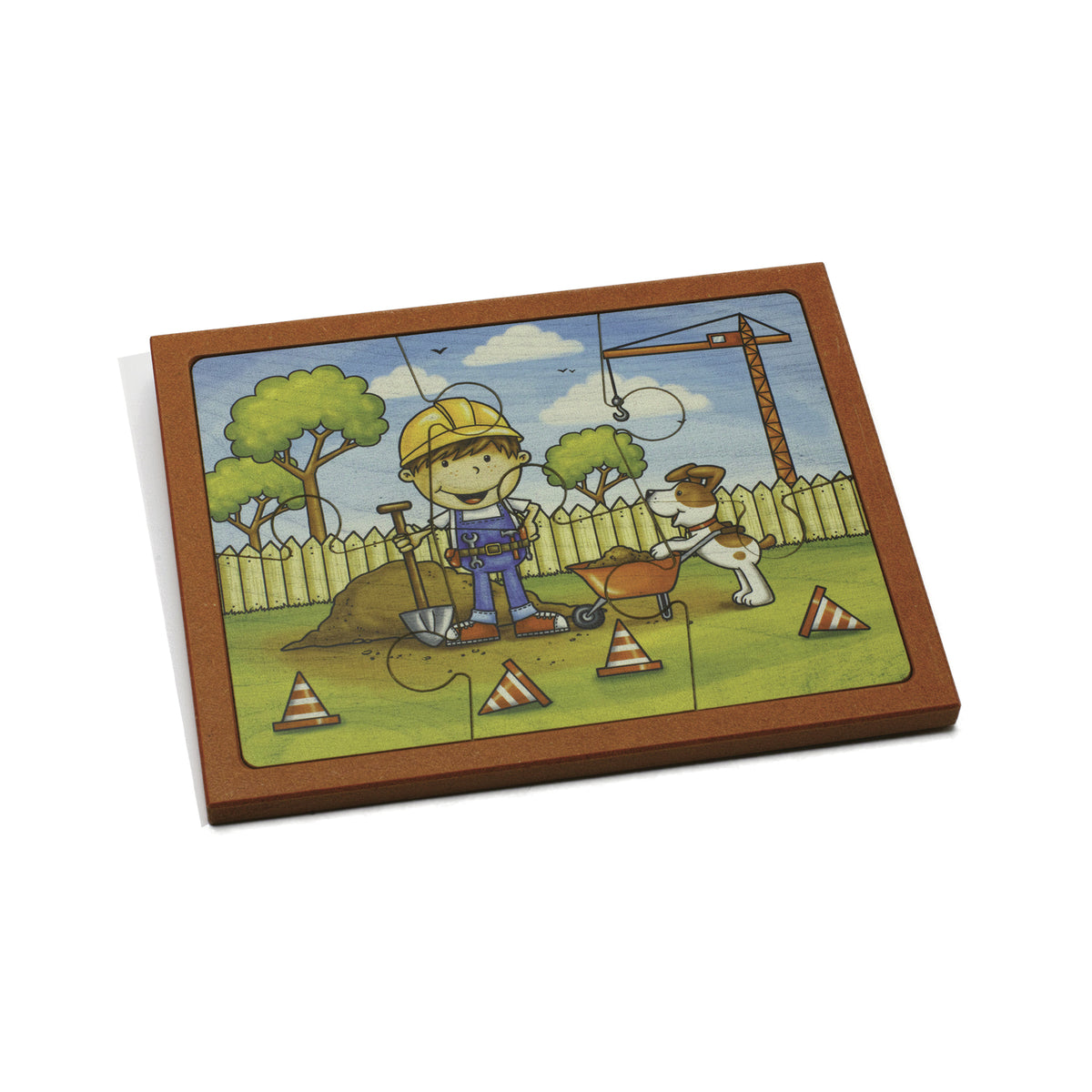 Kleines Holzpuzzle Baustelle mit 6 Teilen für Kinder ab 3 Jahren