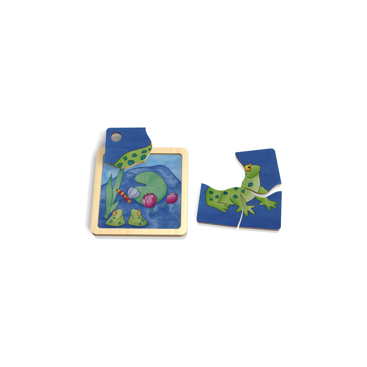 Mini Holzpuzzle Frosch für Kleinkinder ab 2 Jahren