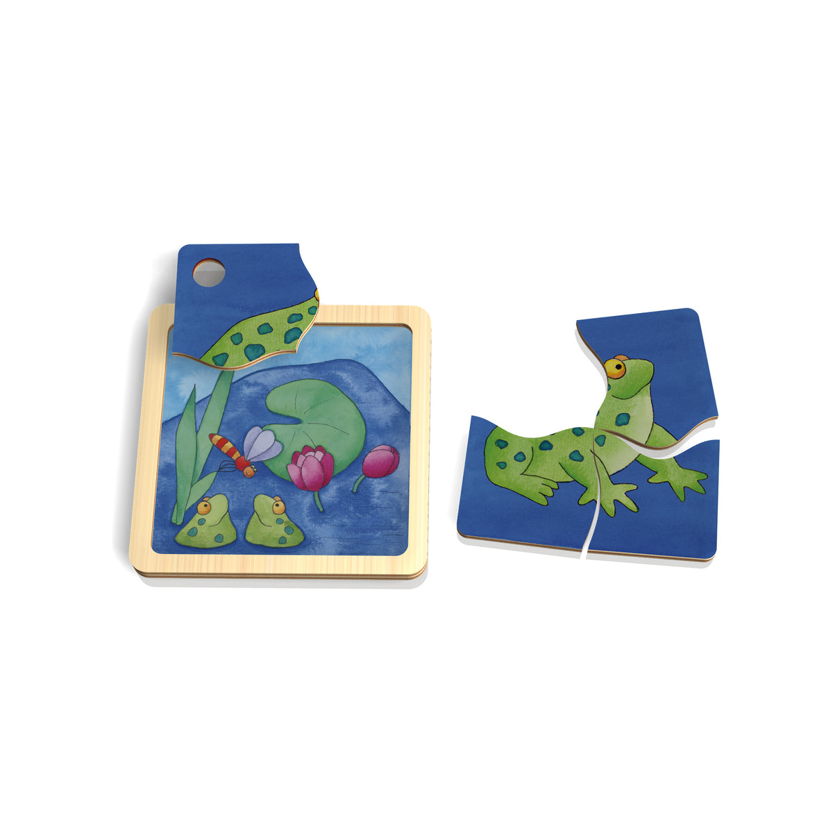 Mini Holzpuzzle Frosch für Kleinkinder ab 2 Jahren