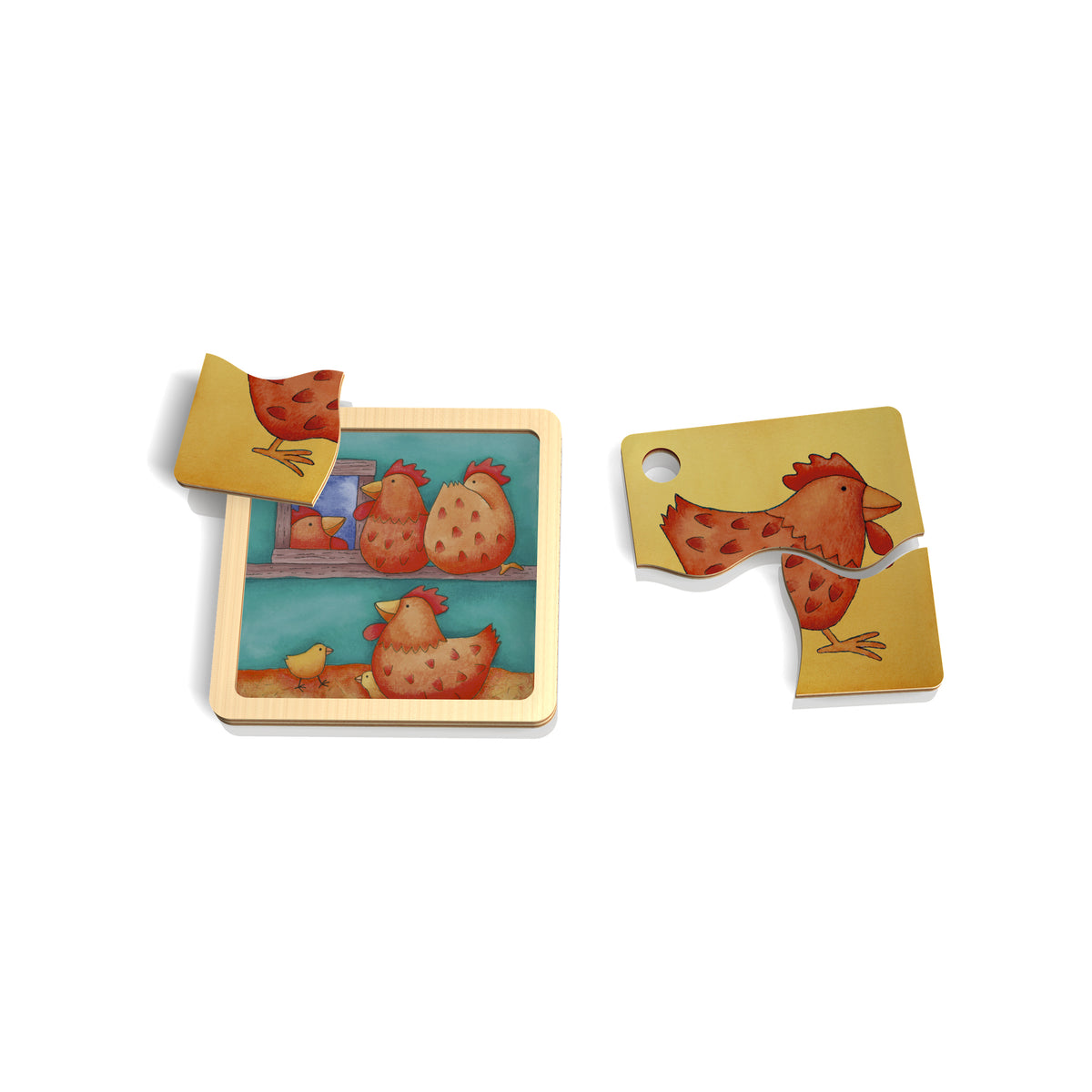 Mini Holzpuzzle Huhn für Kleinkinder ab 2 Jahren