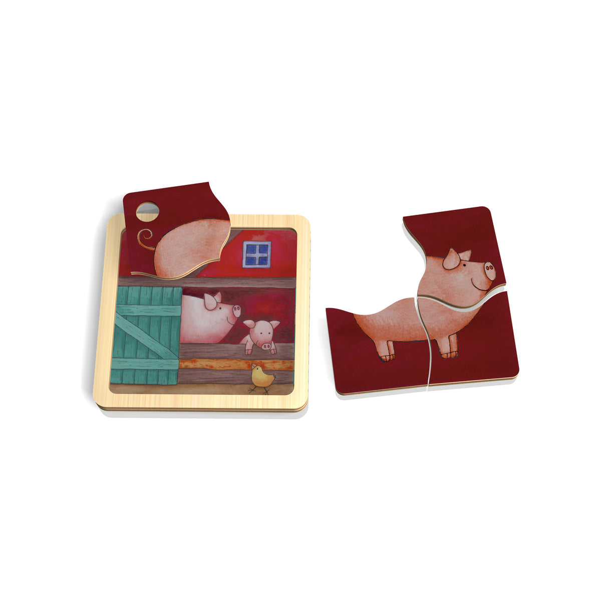 Mini Holzpuzzle Schwein für Kleinkinder ab 2 Jahren