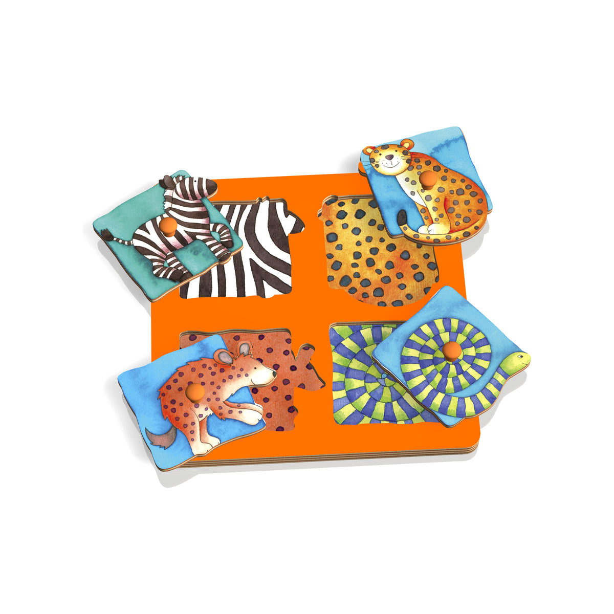 Greifpuzzle Safari aus Holz für Kleinkinder ab 2 Jahren