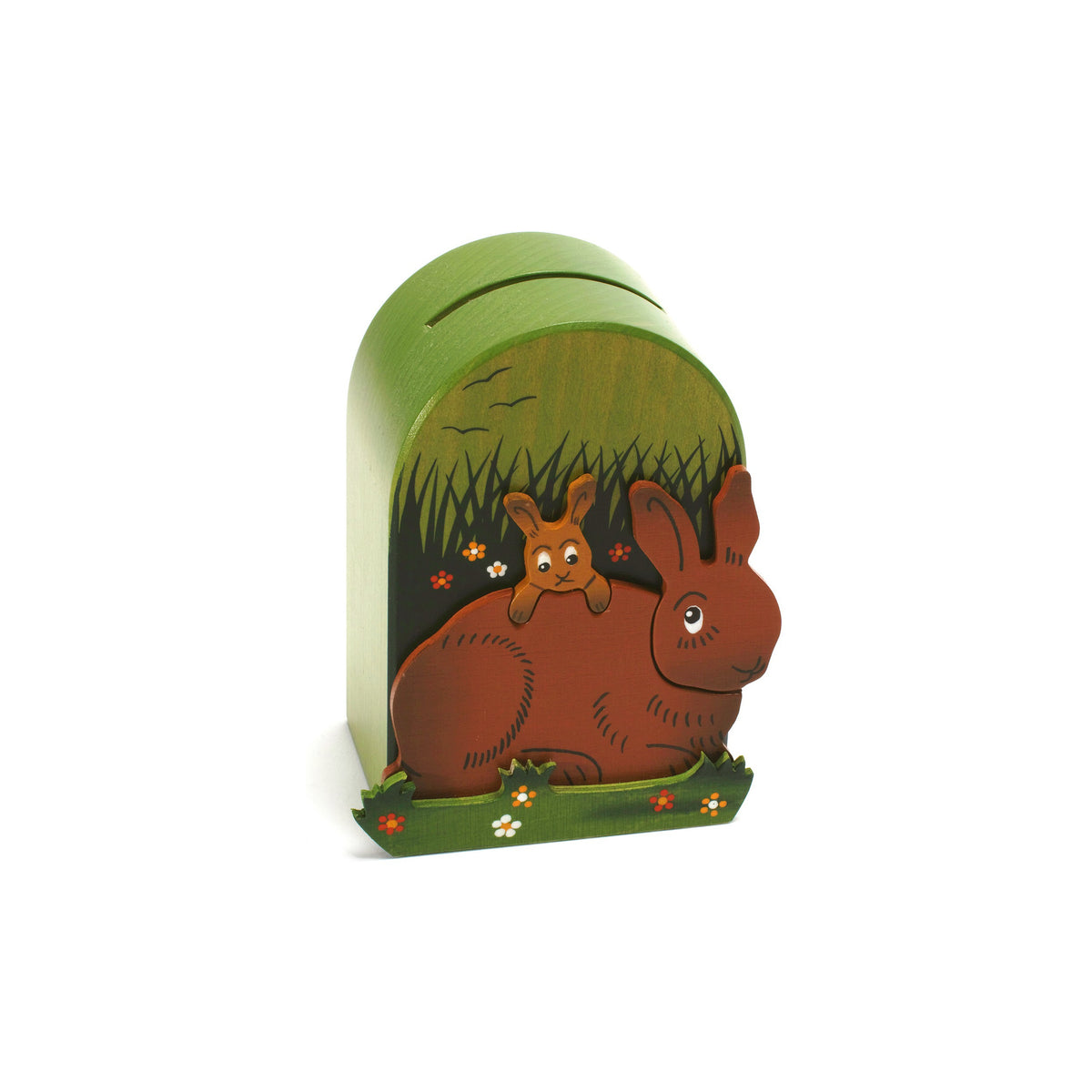 Holzspardose Hase mit Schlüssel