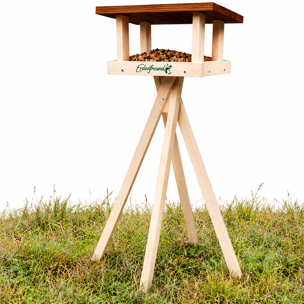 Vogelhaus mit Ständer aus Massivholz 120 cm hoch