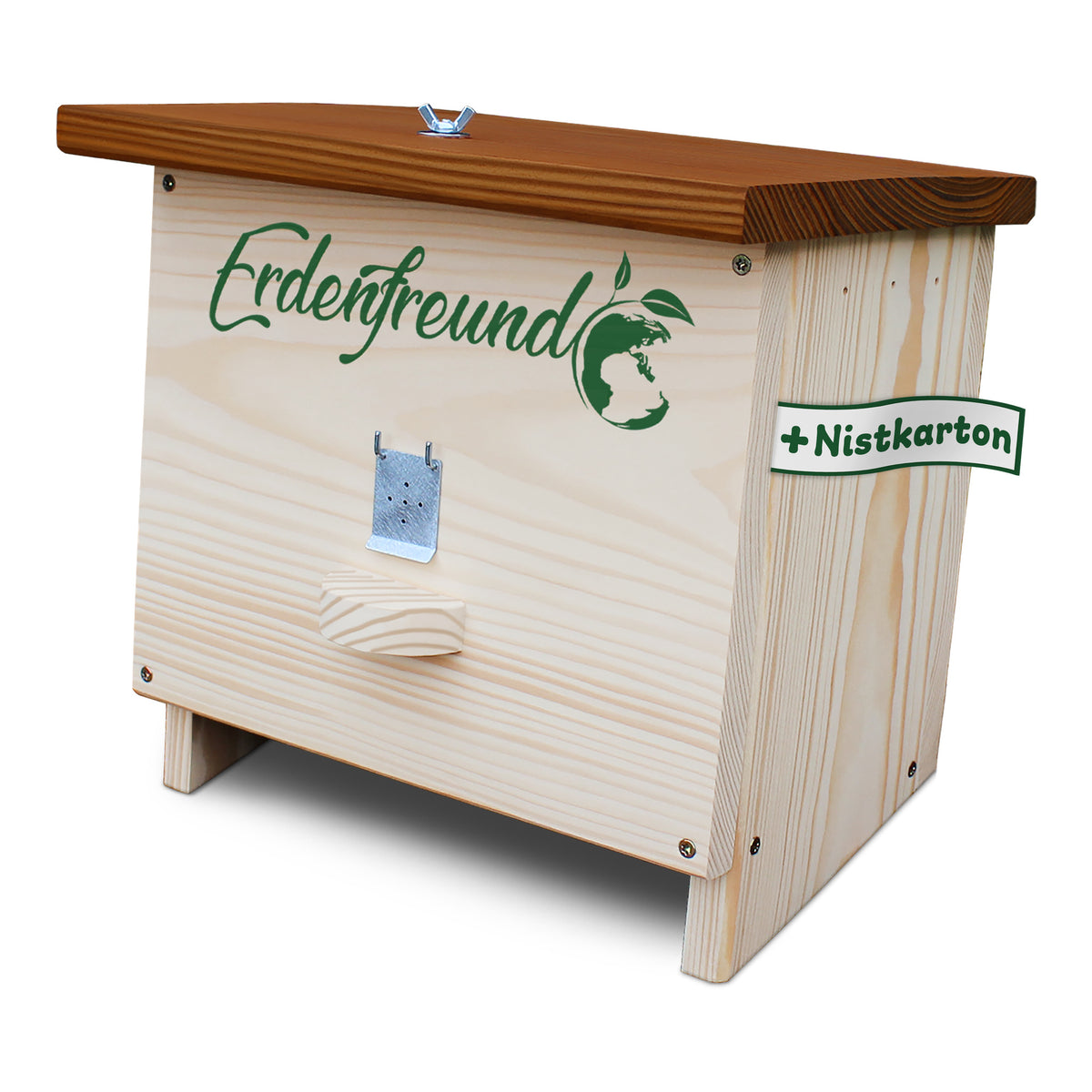 Hummelhaus aus Massivholz mit Wachsmottenklappe