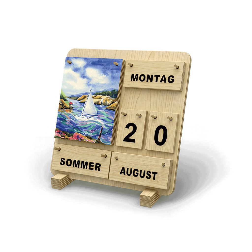 Vier-Jahreszeiten-Dauerkalender aus Holz für Senioren und Familien