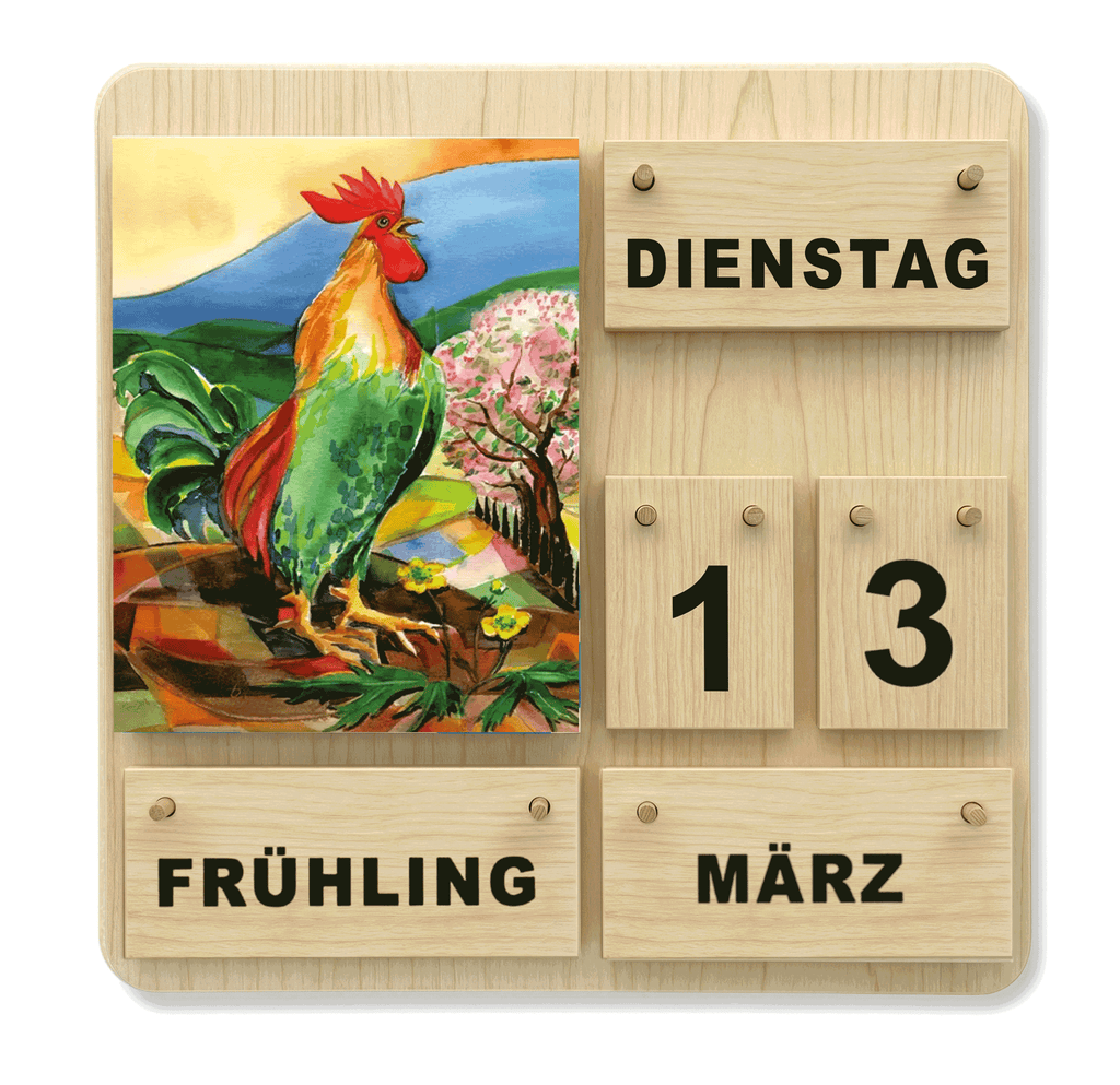Vier-Jahreszeiten-Dauerkalender aus Holz für Senioren und Familien