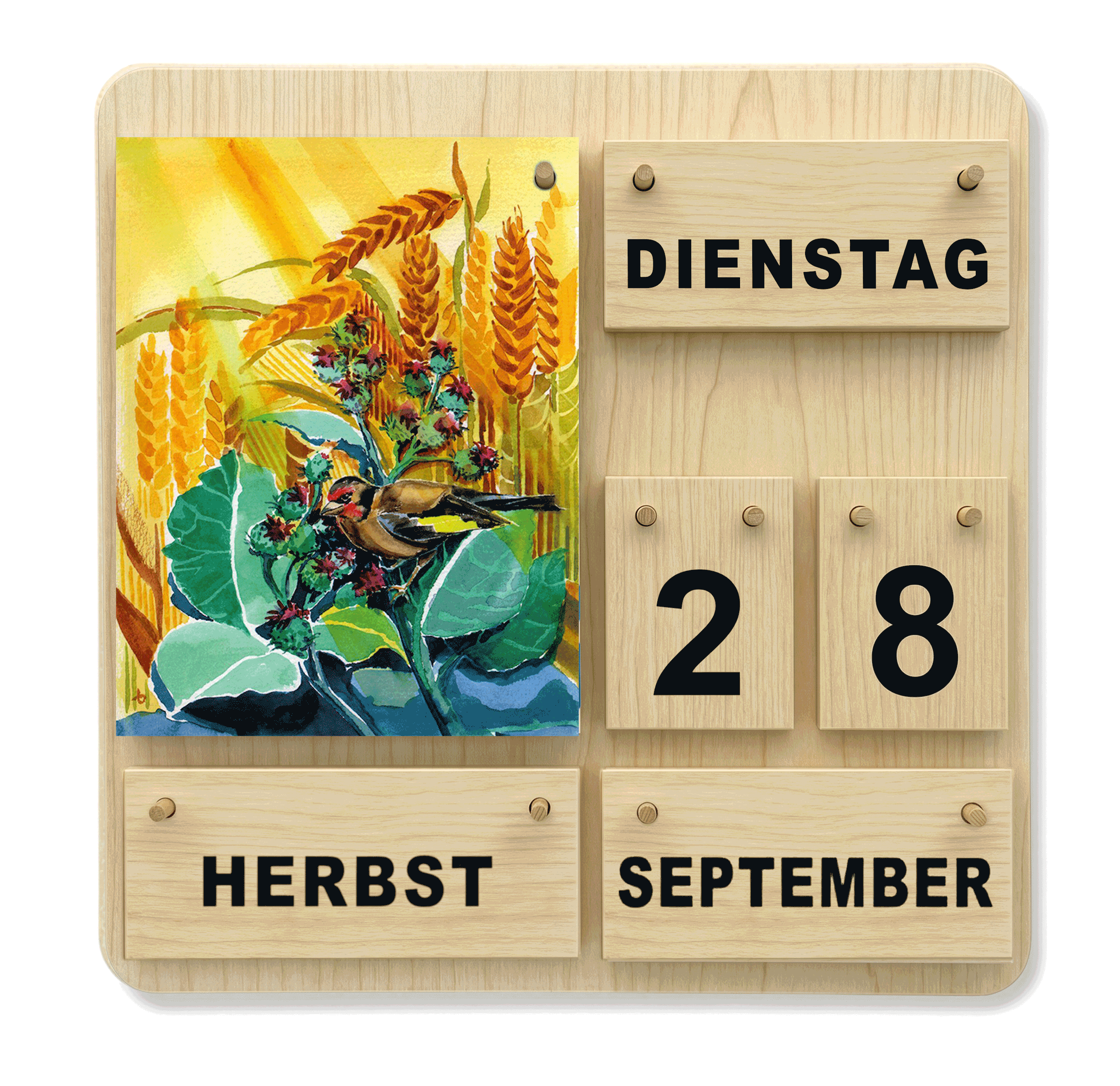 Vier-Jahreszeiten-Dauerkalender aus Holz für Senioren und Familien