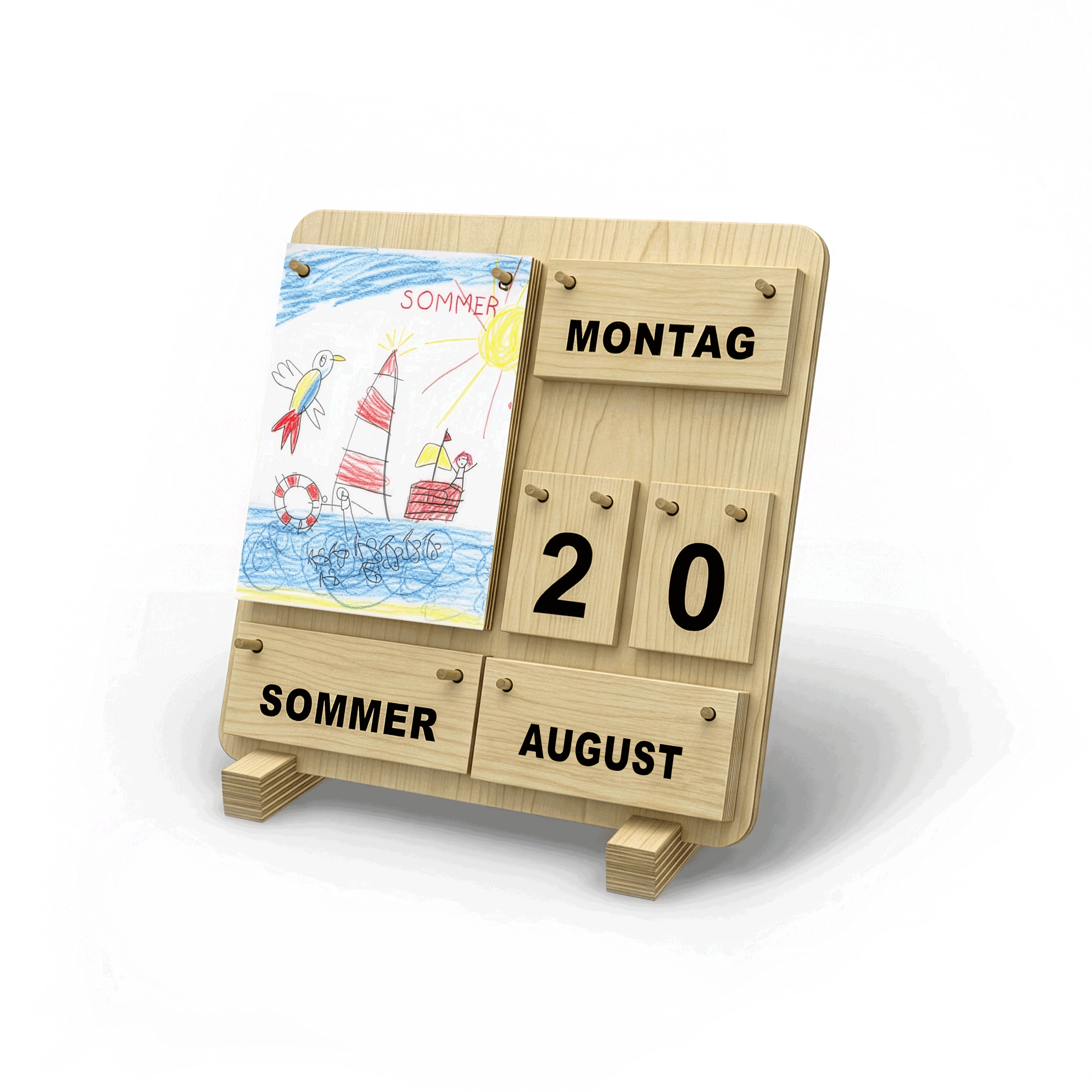 Kinderkünstler-Dauerkalender aus Holz für Kindergarten und Grundschule