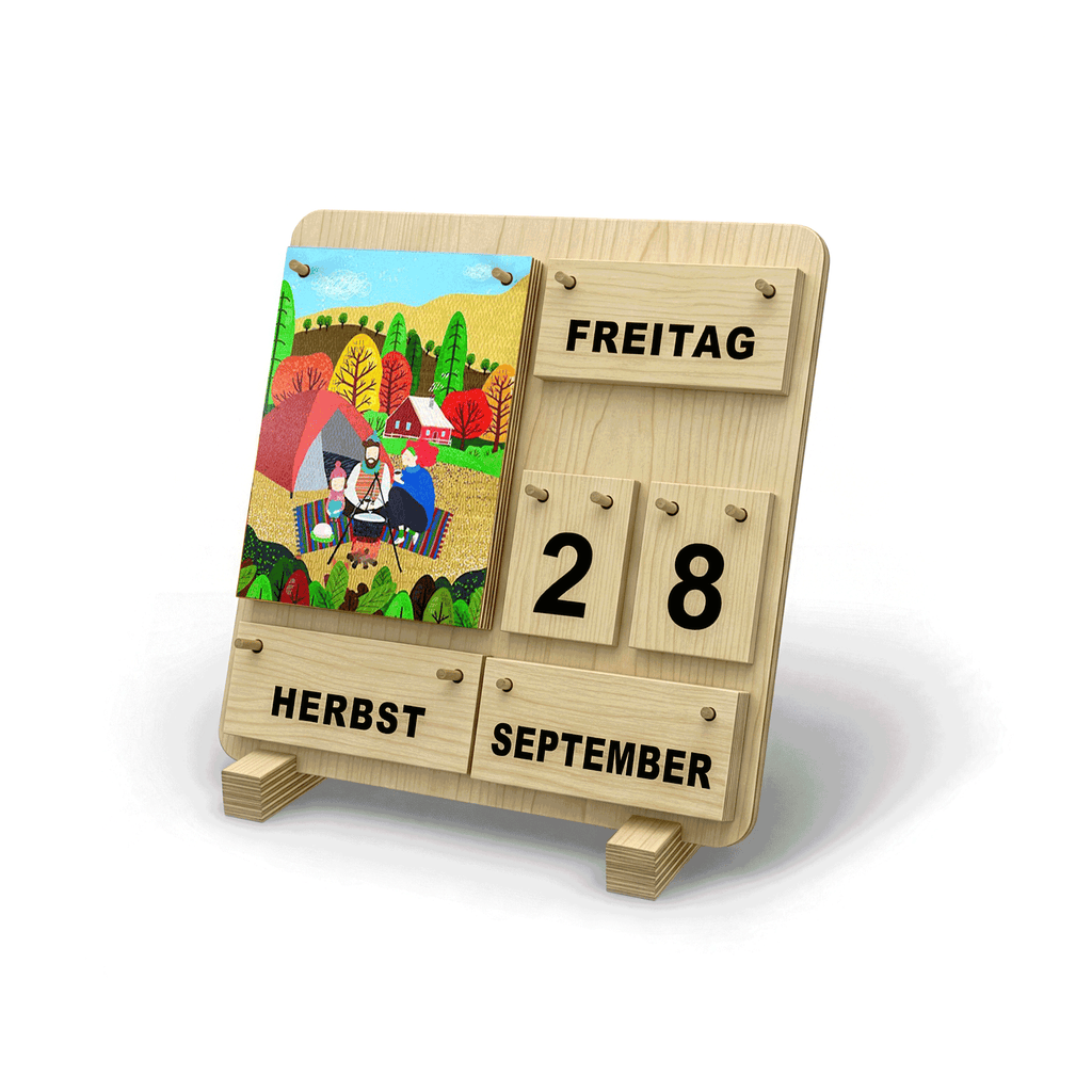 Immerwährender Holzkalender für Schule, Grundschule und Familie