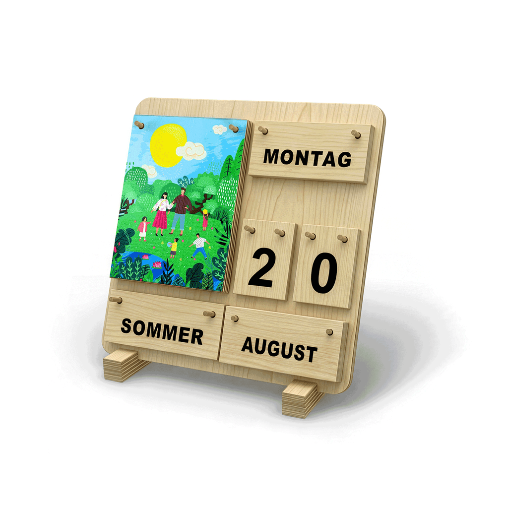 Immerwährender Holzkalender für Schule, Grundschule und Familie