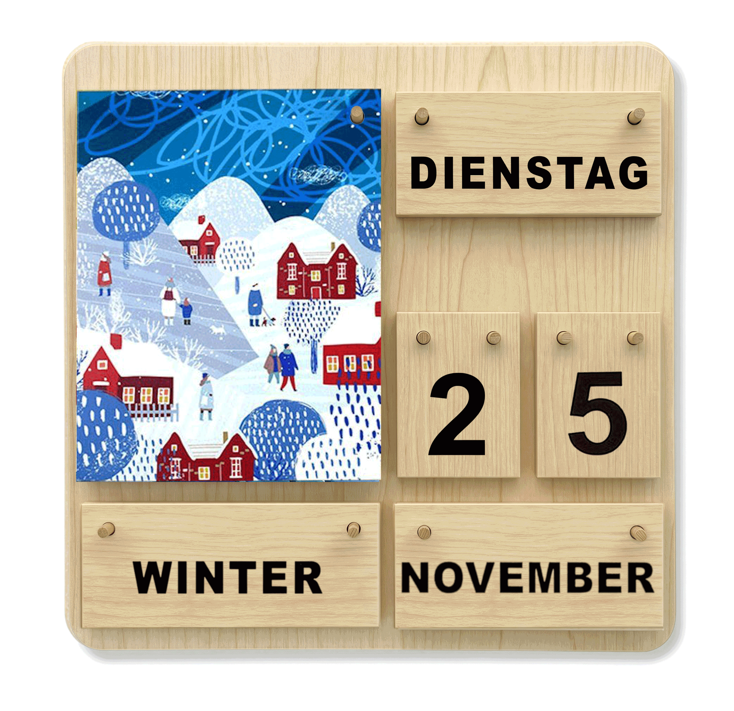 Immerwährender Holzkalender für Schule, Grundschule und Familie