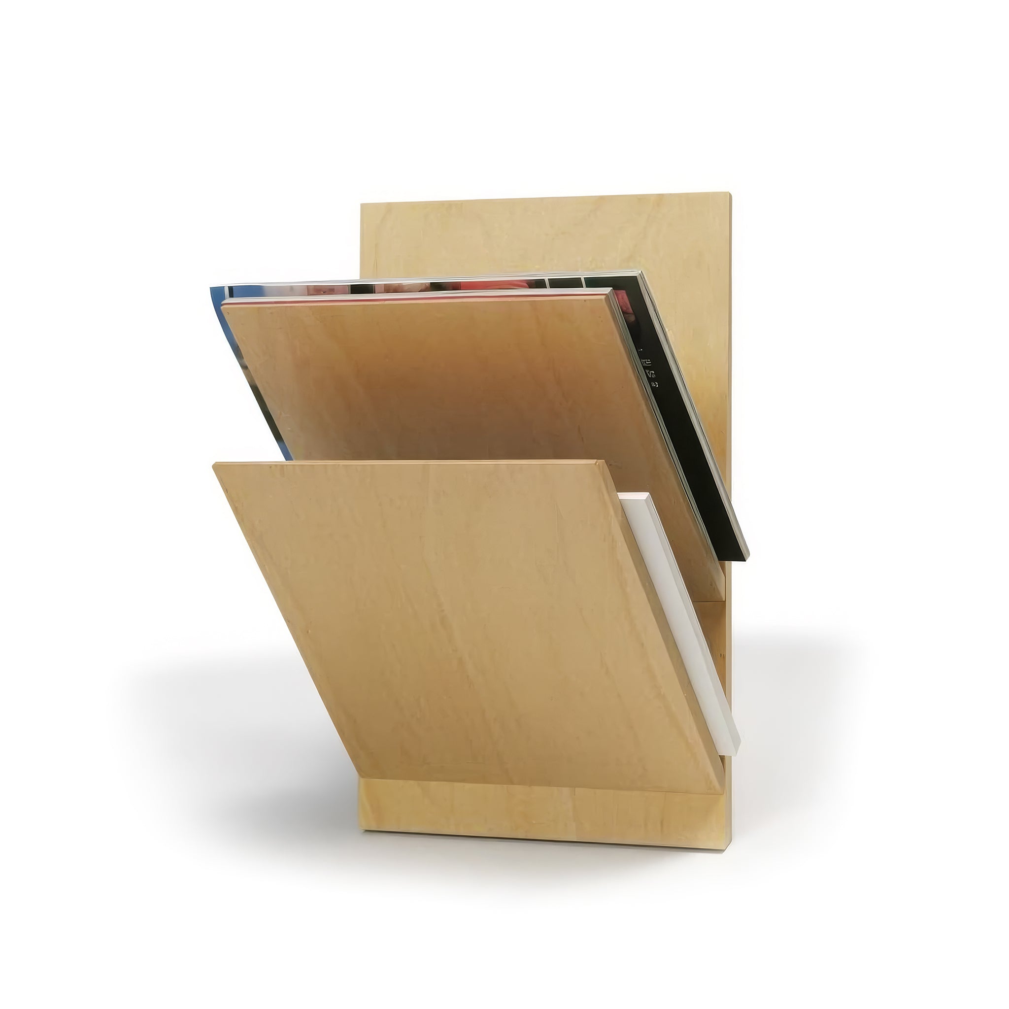 Wand-Zeitschriftenhalter aus Buchenholz mit 2 Fächern für Zeitungen & Magazine 26 × 41 × 20 cm