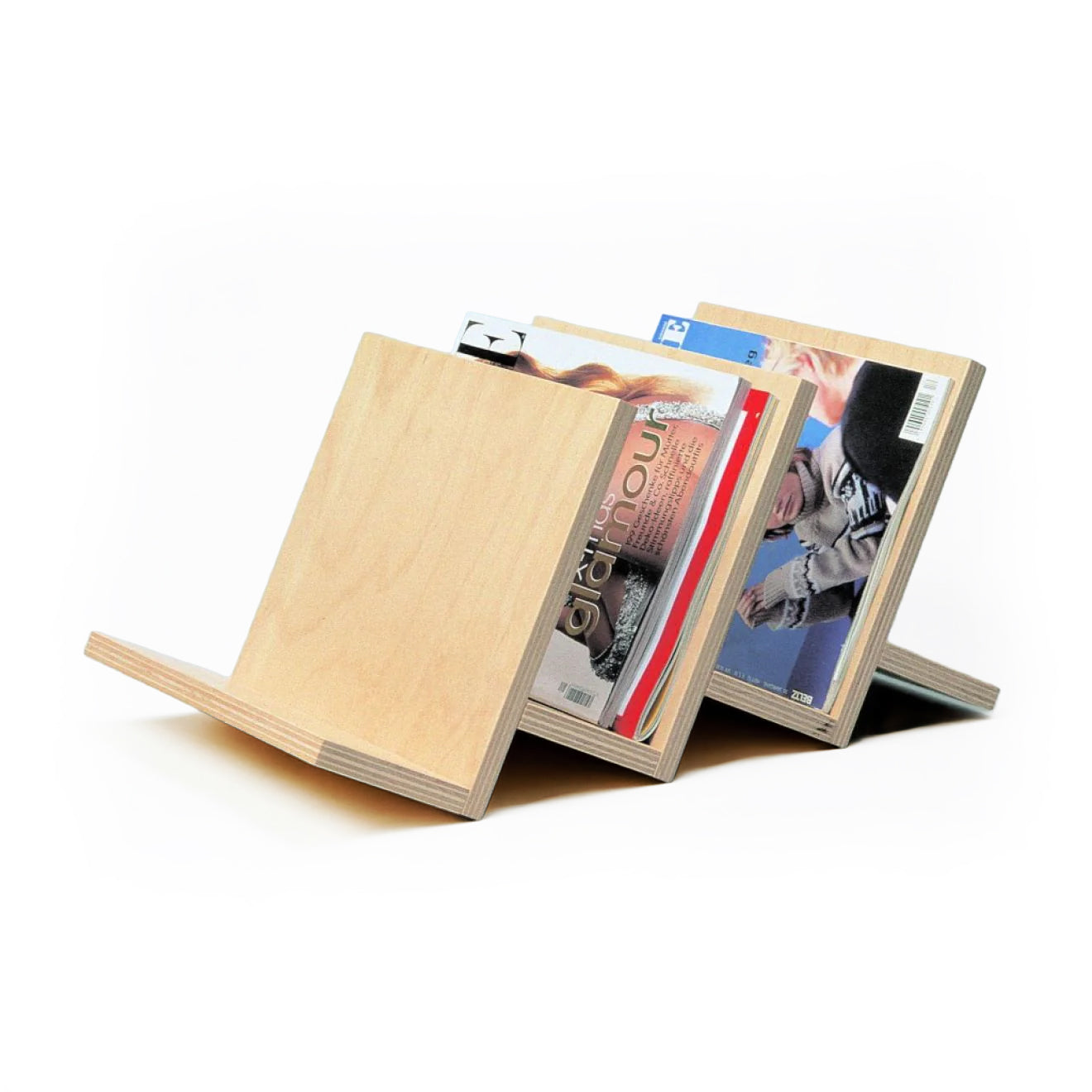 Zeitschriftenständer aus Buche mit 3 Fächern für Zeitungen & Magazine 48 × 23 × 26 cm