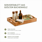 Servier- und Küchentablett aus geöltem Buchenholz mit hohem Rahmen 44 × 34 cm